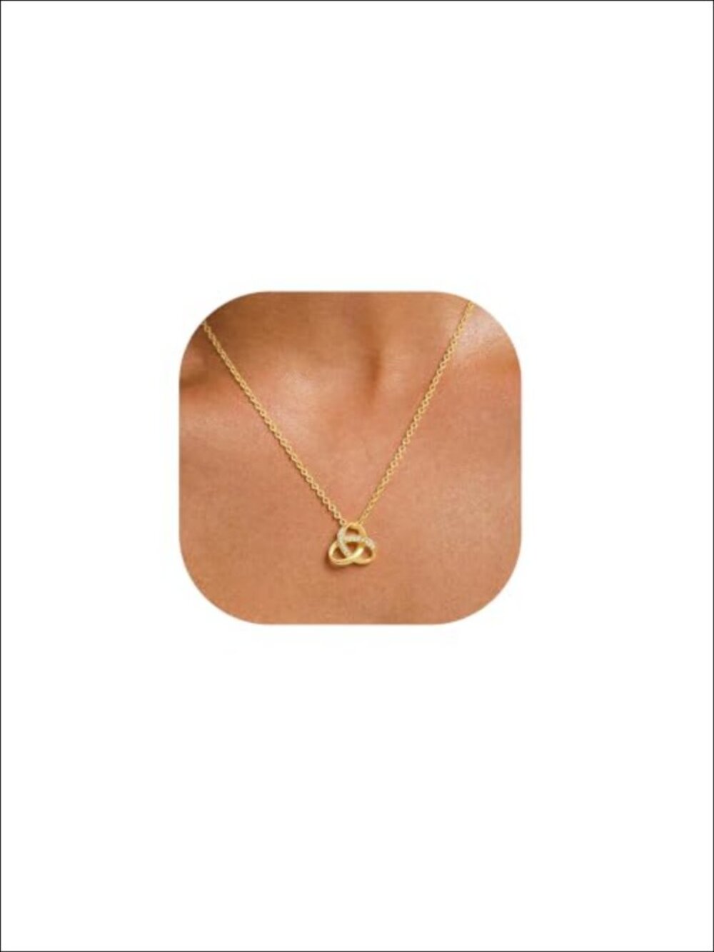 14K Gold Plated Love Knot Pendant Necklace Dainty Layered Minimalist